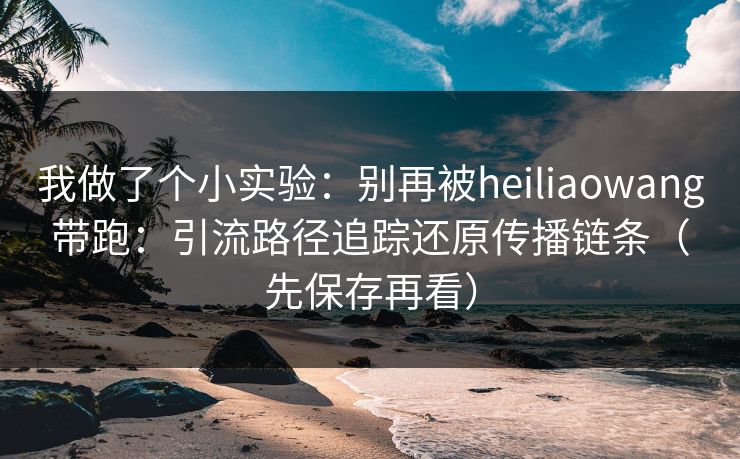 我做了个小实验：别再被heiliaowang带跑：引流路径追踪还原传播链条（先保存再看）