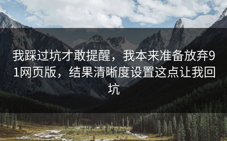 我踩过坑才敢提醒，我本来准备放弃91网页版，结果清晰度设置这点让我回坑